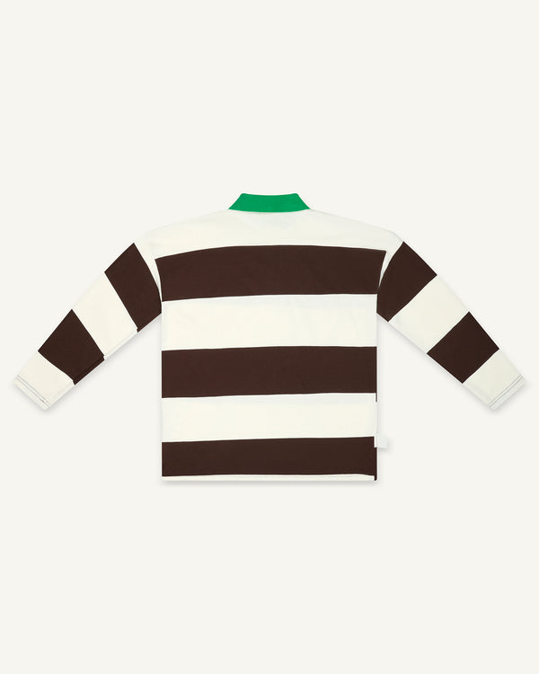 LONG-SLEEVED STRIPED POLO BROWN