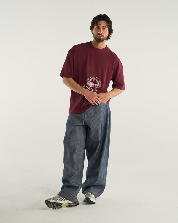 EMBROIDERED RACKET T-SHIRT BORDEAUX