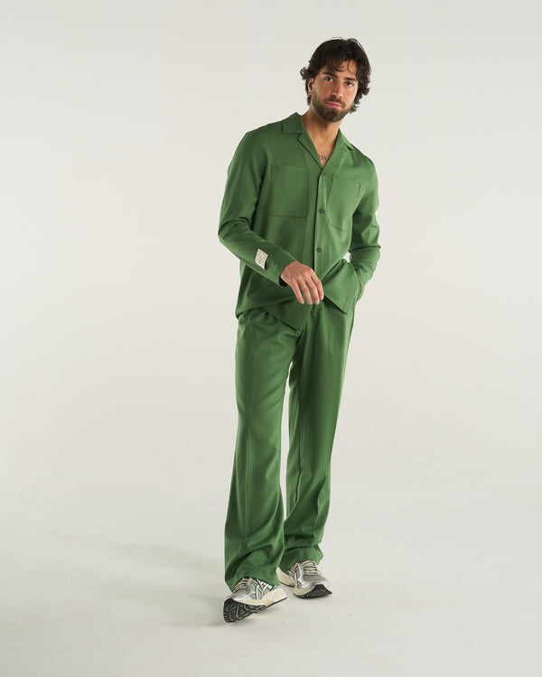 LOOSE PANT WOOL GREEN
