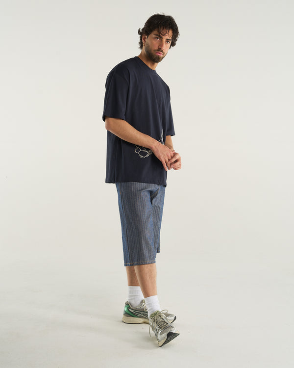 EMBROIDERED RACKET T-SHIRT BLUE NAVY