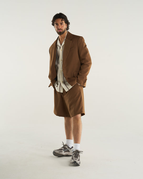 SINGLE-BREASTED JACKET TOBACCO