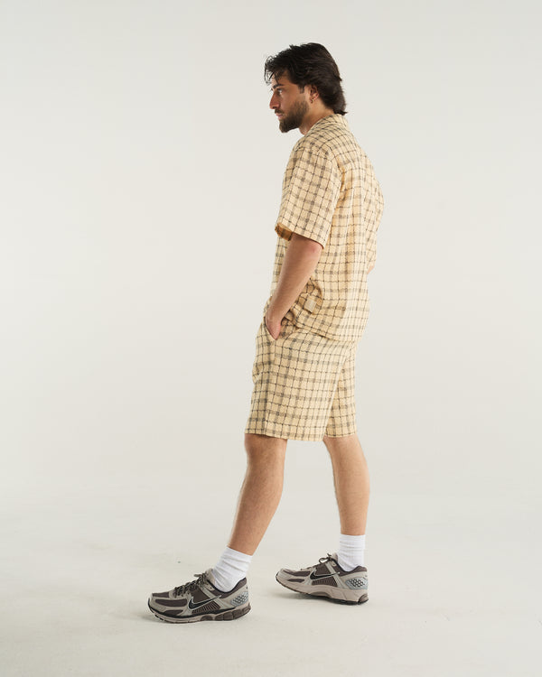 CHECKED SHORTS BEIGE