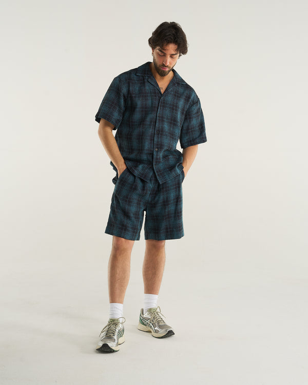 CHECKED SHORTS BLUE NAVY