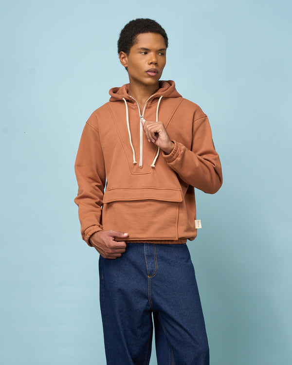 Tobacco Half-Zip Sweatshirt Anorak