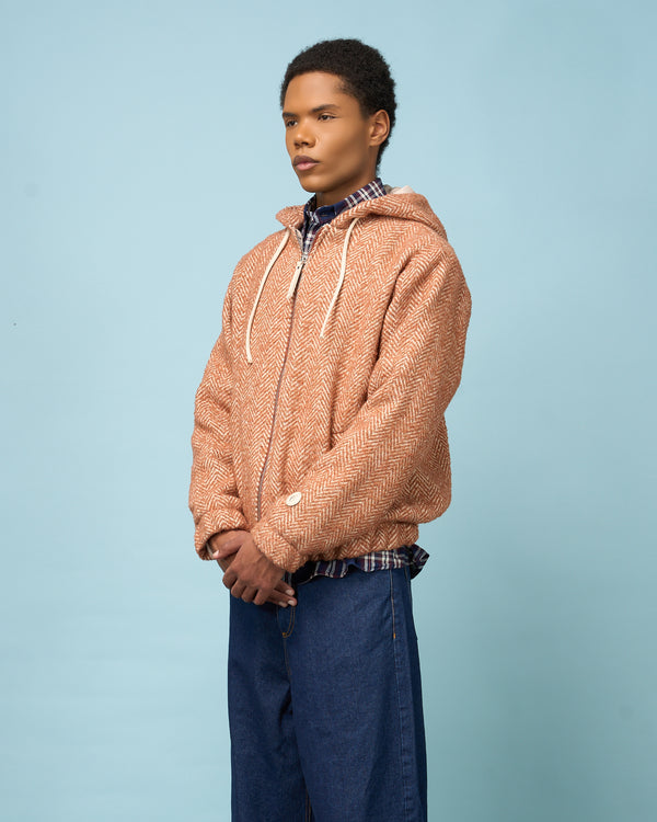 Rust Hooded Zip Jacket