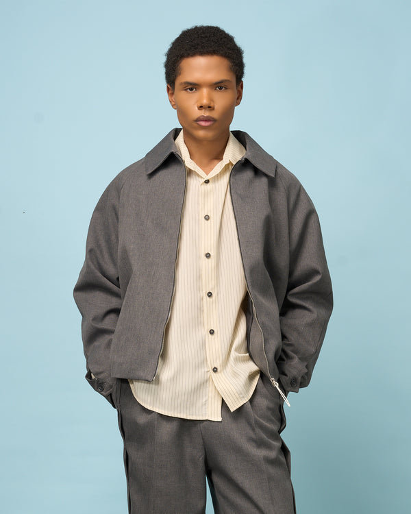 Grey Padded Shirt Jacket