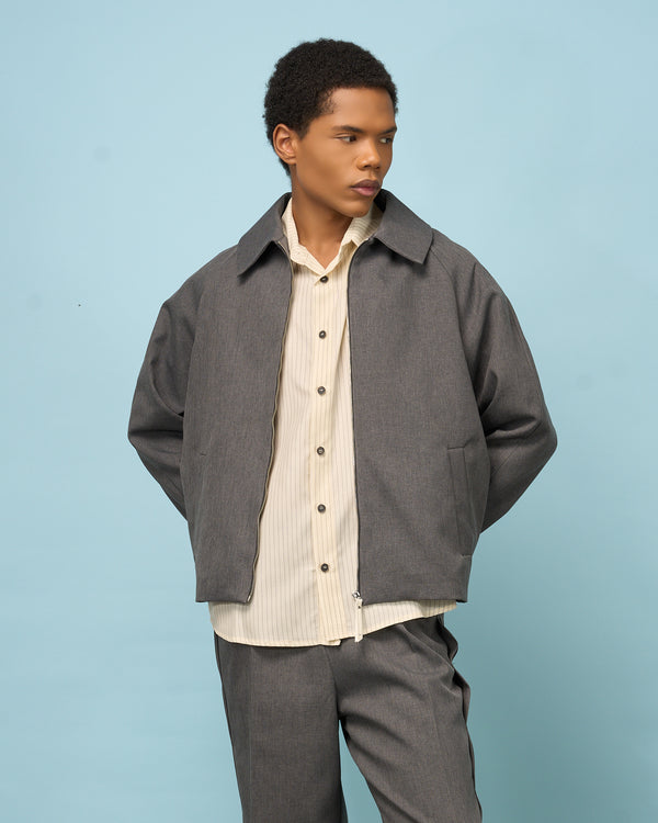 Grey Padded Shirt Jacket