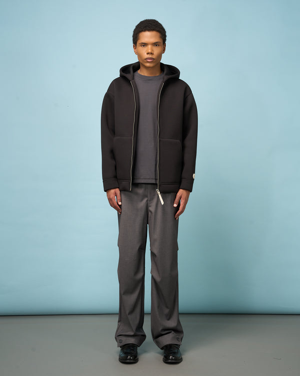 Black Neoprene Full-Zip Hoodie