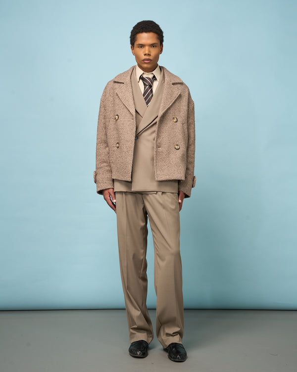 Taupe Herringbone Caban