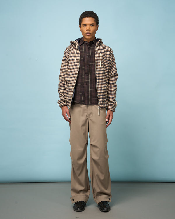 Brown Check Hooded Zip Jacket