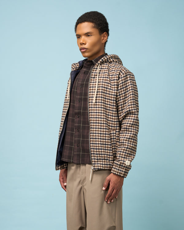 Brown Check Hooded Zip Jacket