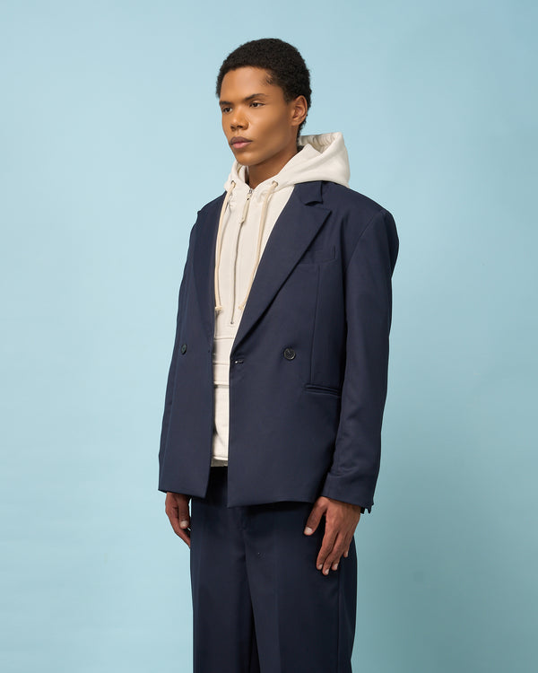 Blue Navy Tailored Double-Breasted Blazer