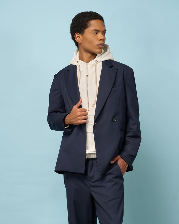 Blue Navy Tailored Double-Breasted Blazer