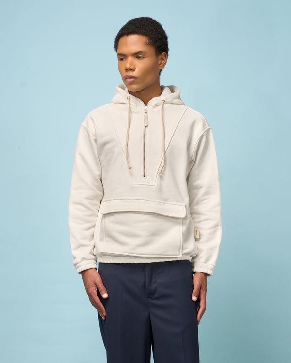 Cream Half-Zip Sweatshirt Anorak