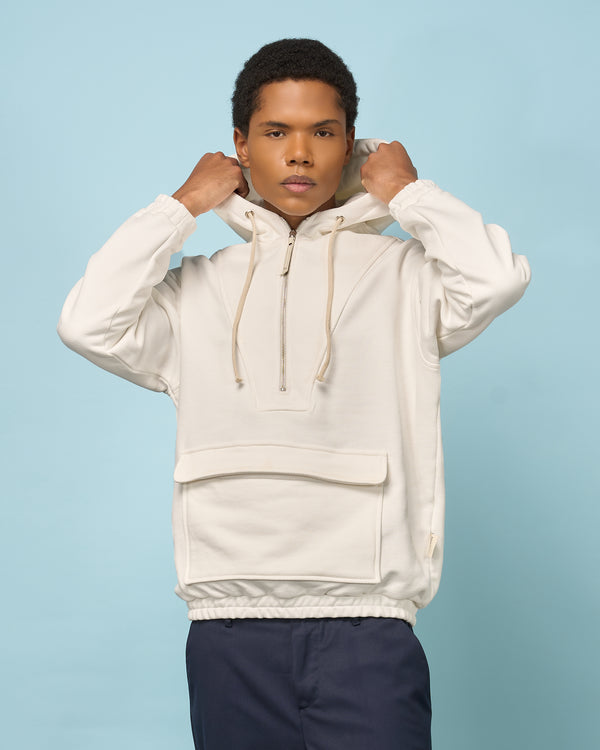 Cream Half-Zip Sweatshirt Anorak