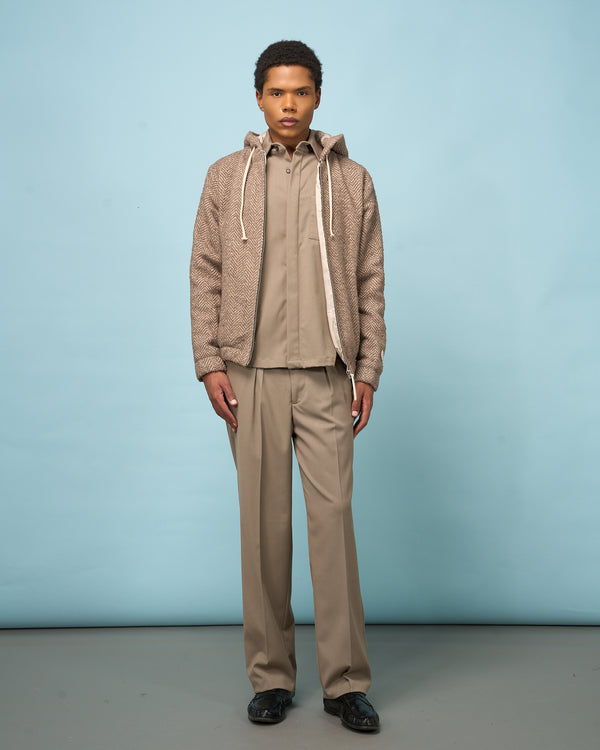 Taupe Hooded Zip Jacket