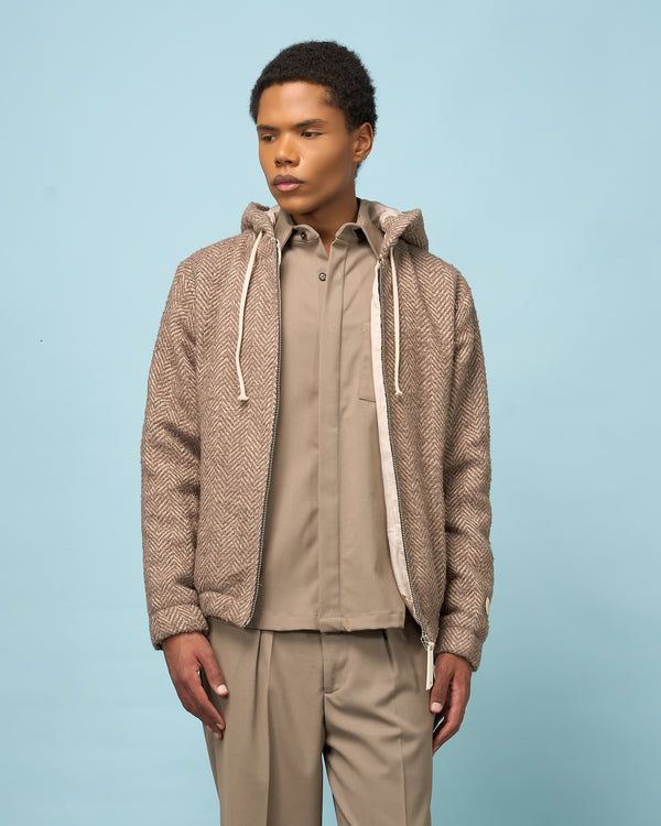 Taupe Hooded Zip Jacket