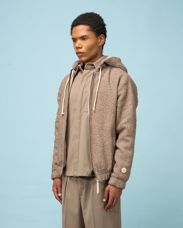 Taupe Hooded Zip Jacket