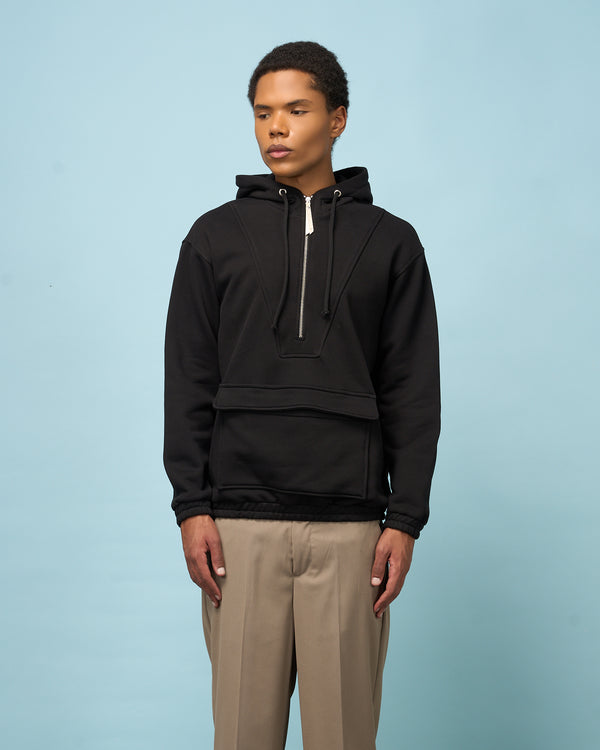 Black Half-Zip Sweatshirt Anorak