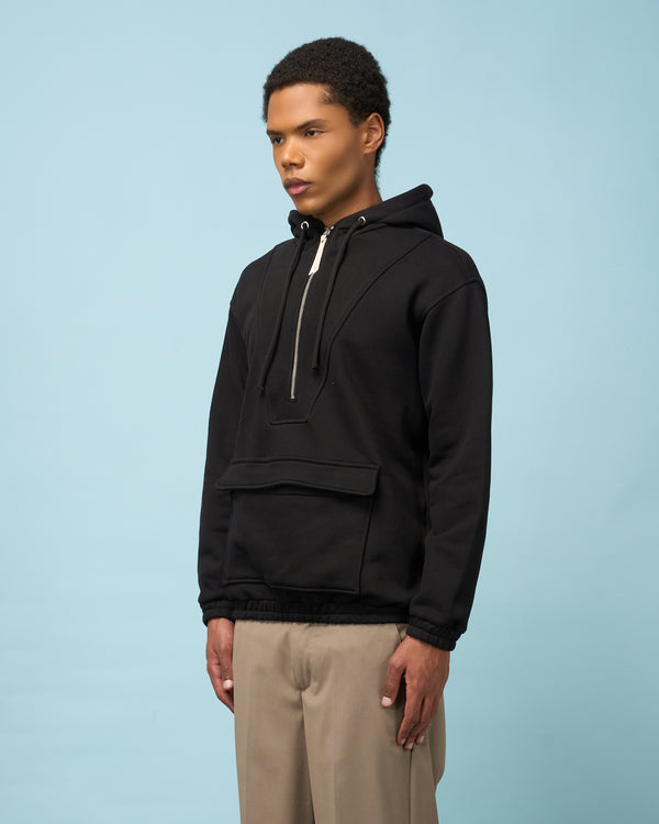 Black Half-Zip Sweatshirt Anorak