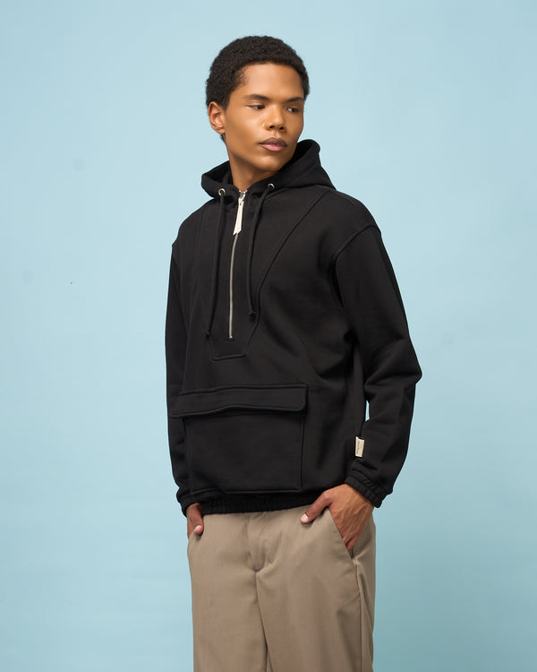 Black Half-Zip Sweatshirt Anorak
