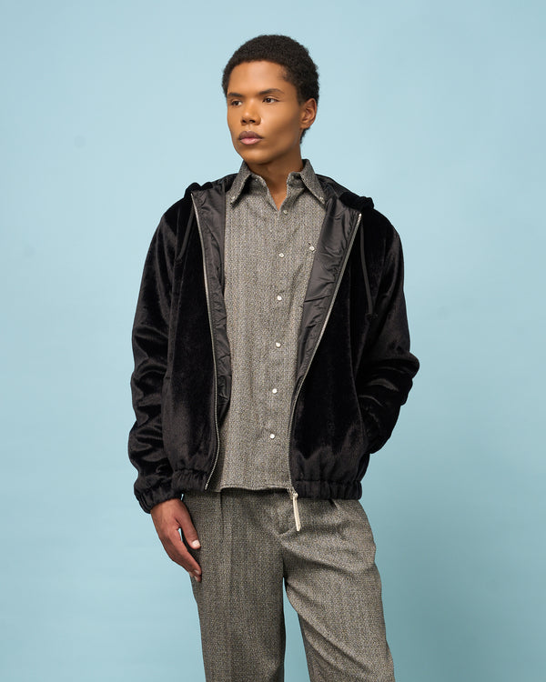 Black Full-Zip Fur Jacket