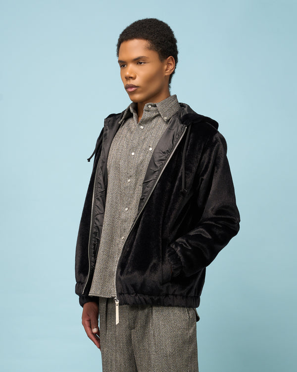 Black Full-Zip Fur Jacket