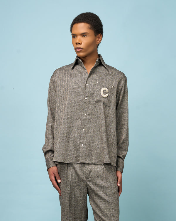 Black Herringbone Shirt