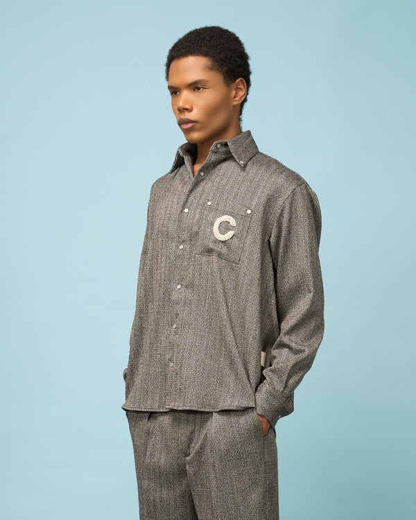 Black Herringbone Shirt
