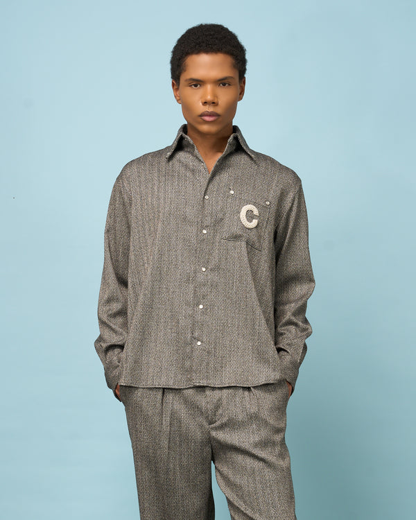Black Herringbone Shirt