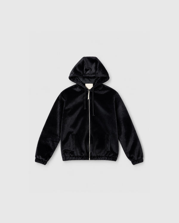 Black Full-Zip Fur Jacket