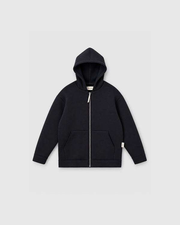 Black Neoprene Full-Zip Hoodie