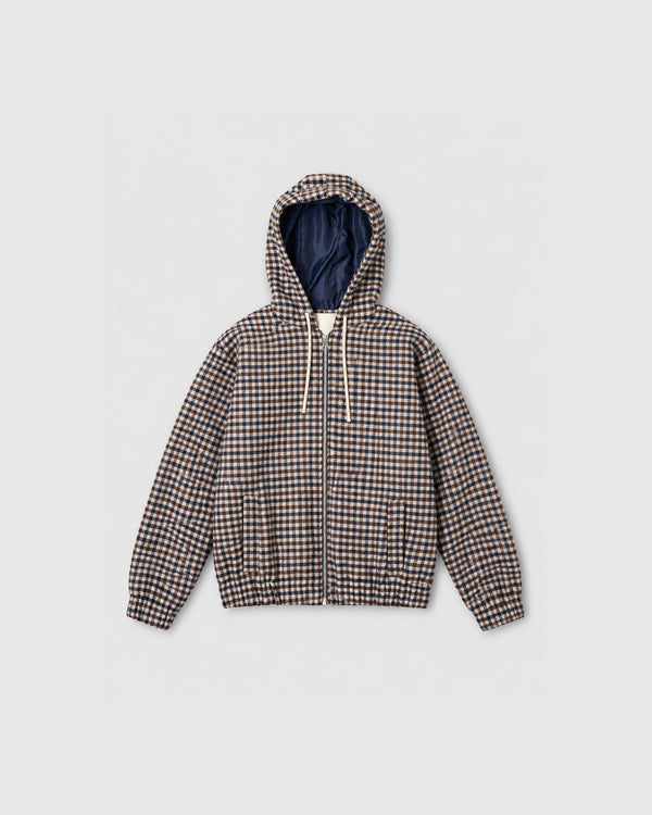 Brown Check Hooded Zip Jacket