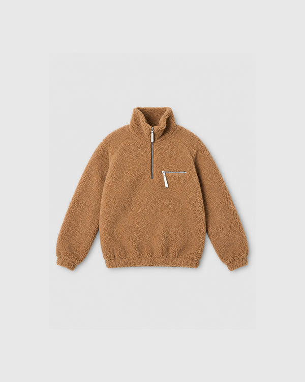 Camel Teddy Half-Zip Fleece Jacket