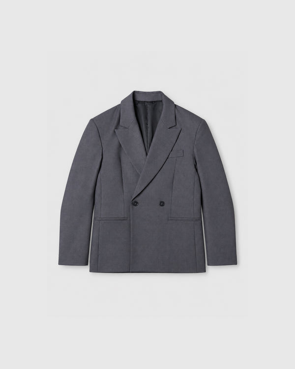 Grey Tailored Double-Breasted Blazer